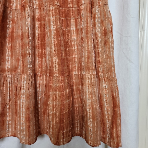 J Jill Orange Tie Dye Tiered Sleveless Maxi Dress with small flowers - Picture 3 of 5